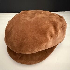 Henshel Men's Brown Suede Flat Cap Cabbie Newsboy Golf Hat Size M
